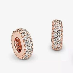 Authentic Pandora Spacer Charms Sterling Silver Rose Gold Plated CZ